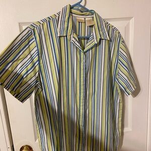 Bobbie Brooks Blue and Green Striped Men's Shirt